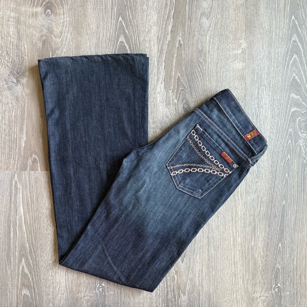 7 For All Mankind Dark Blue Boot Cut Jeans